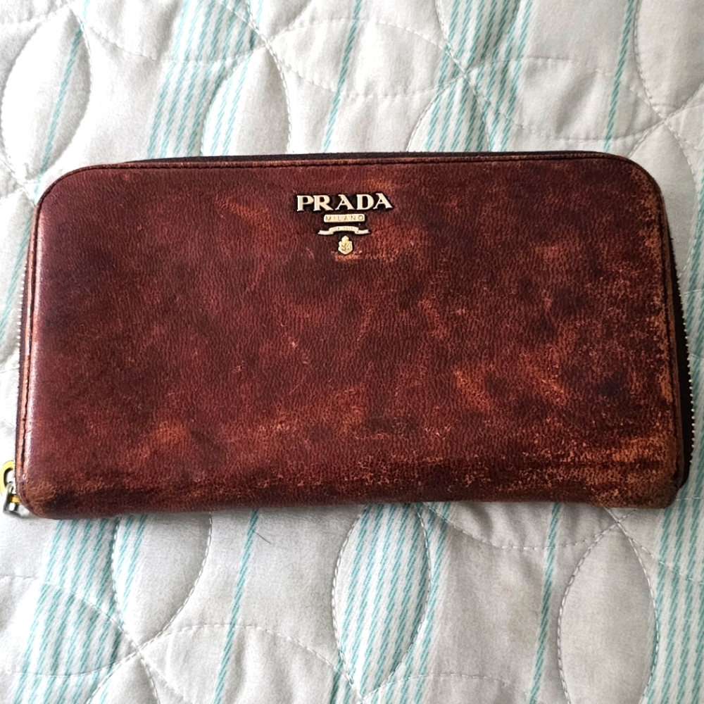 Authentic leather prada wallet